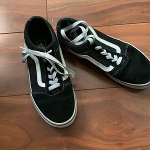 Suede black and white Vans. Size 3.5. Perfect condition